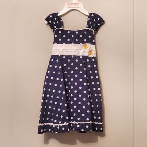 Blueberi Boulevard Girls Navy Dress 3 Polka Dot Sleeveless Tie Back